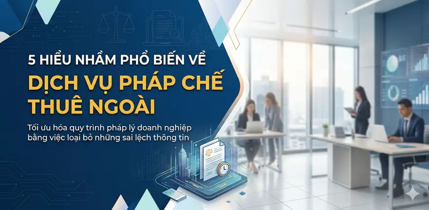 Phân tích 05 hiểu lầm phổ biến về dịch vụ pháp chế thuê ngoài. Xóa bỏ định kiến để giúp doanh nghiệp kiểm soát rủi ro, bảo vệ quyền lợi và tối ưu chi phí.