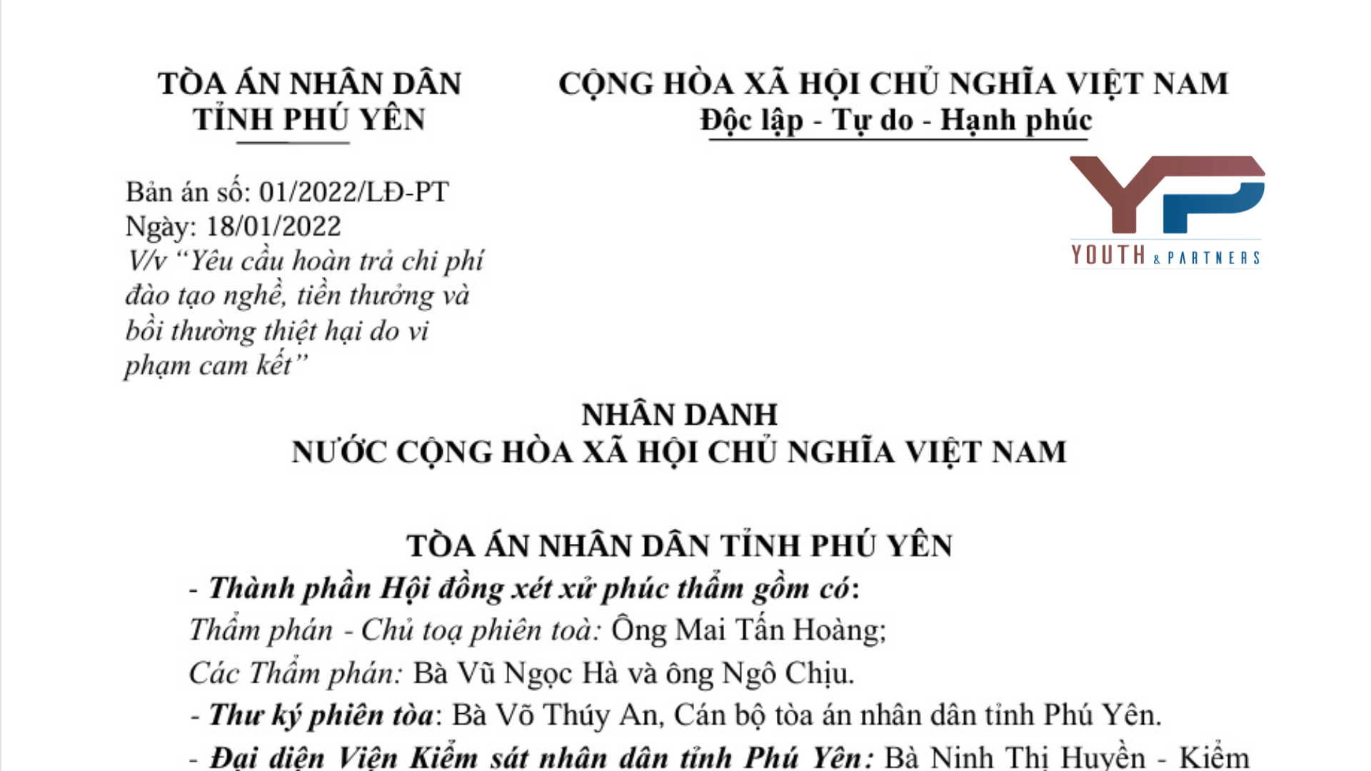 Tìm hiểu tranh chấp hoàn trả chi phí đào tạo qua các bản án điển hình, được phân tích chuyên sâu trong Webinar: Pháp luật về học nghề, tập nghề, đào tạo nghề.