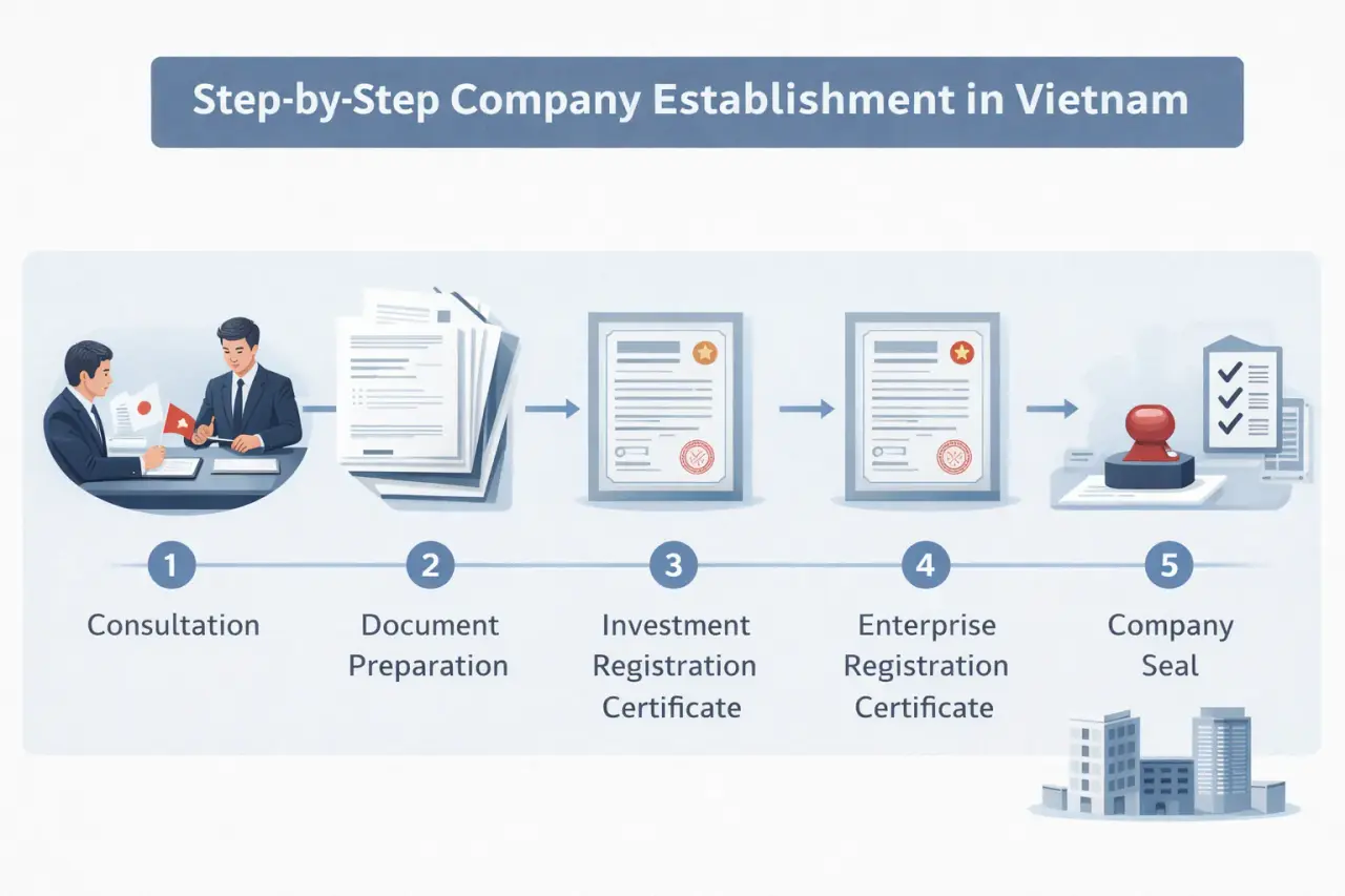 Các bước thực hiện thủ tục thành lập công ty Nhật Bản tại Việt Nam Các bước thực hiện thủ tục thành lập công ty Nhật Bản tại Việt Nam