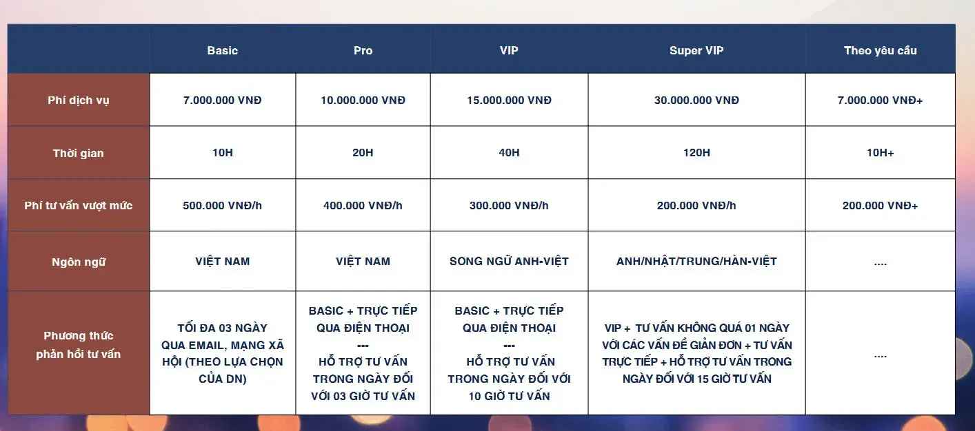 Các gói dịch vụ tư vấn thường xuyên của Y&P Law Firm