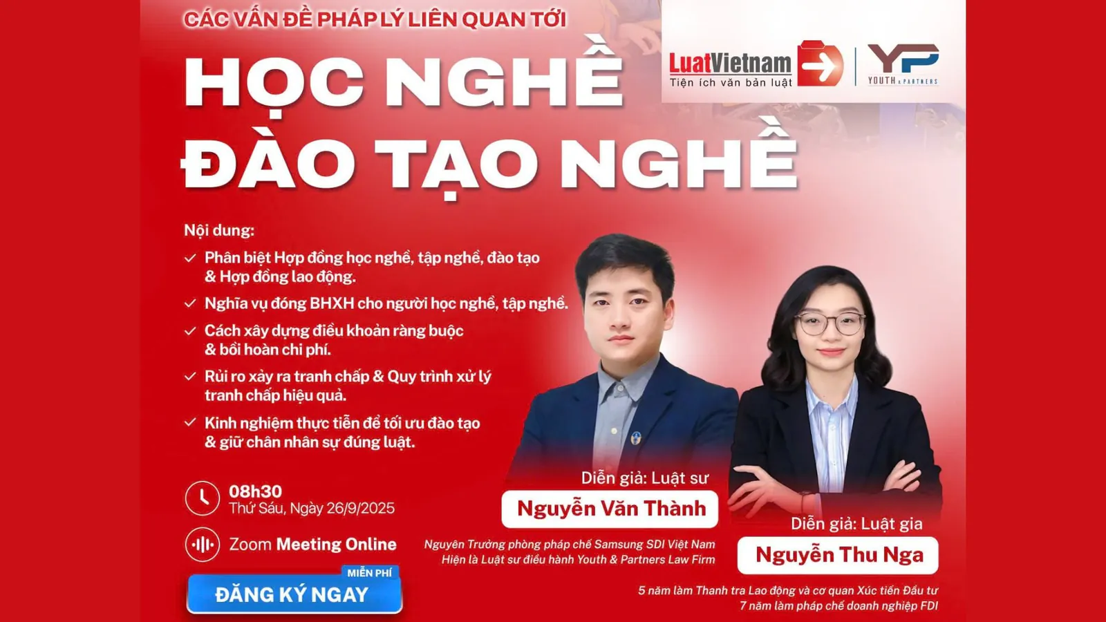 Webinar: Các vấn đề pháp lý liên quan tới học nghề, tập nghề, đào tạo nghề trong quan hệ lao động