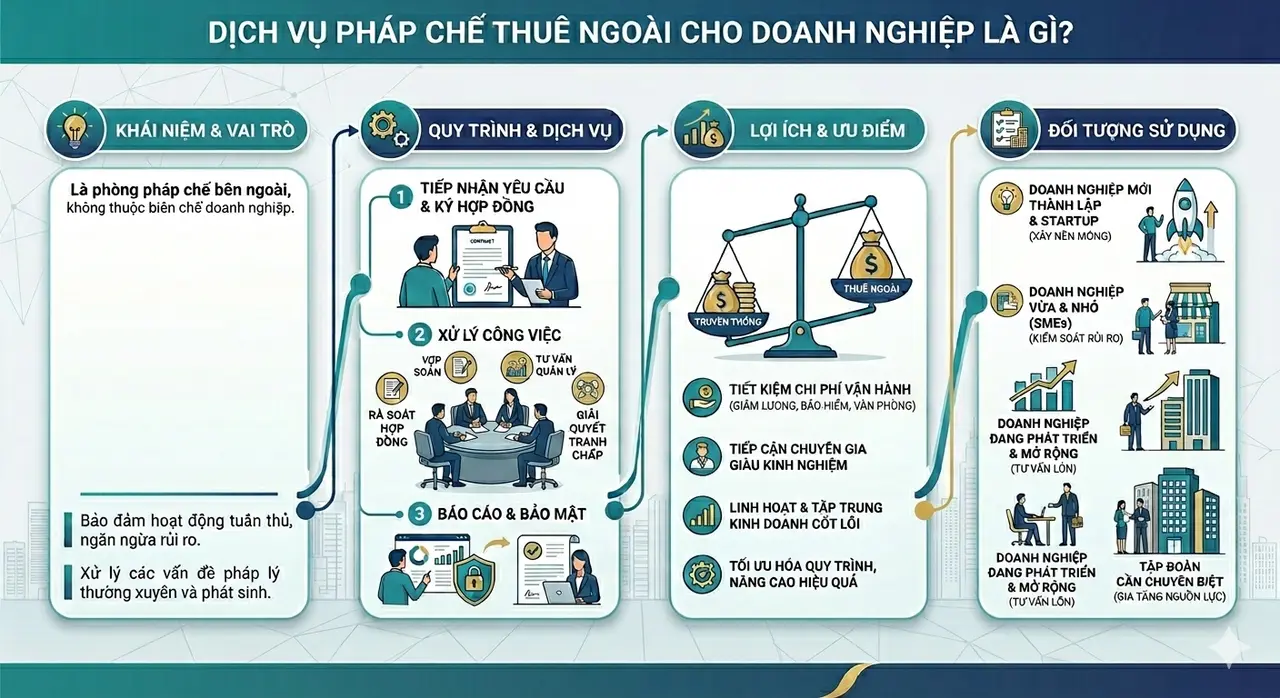Dịch vụ pháp chế thuê ngoài cho doanh nghiệp là gì Dịch vụ pháp chế thuê ngoài cho doanh nghiệp là gì