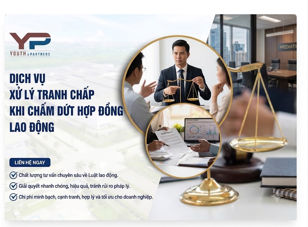 Dịch vụ xử lý tranh chấp khi chấm dứt hợp đồng lao động tại Công ty Luật Y&P: Tư vấn rủi ro, đại diện đàm phán, tranh tụng, bảo vệ tối đa quyền lợi khách hàng.