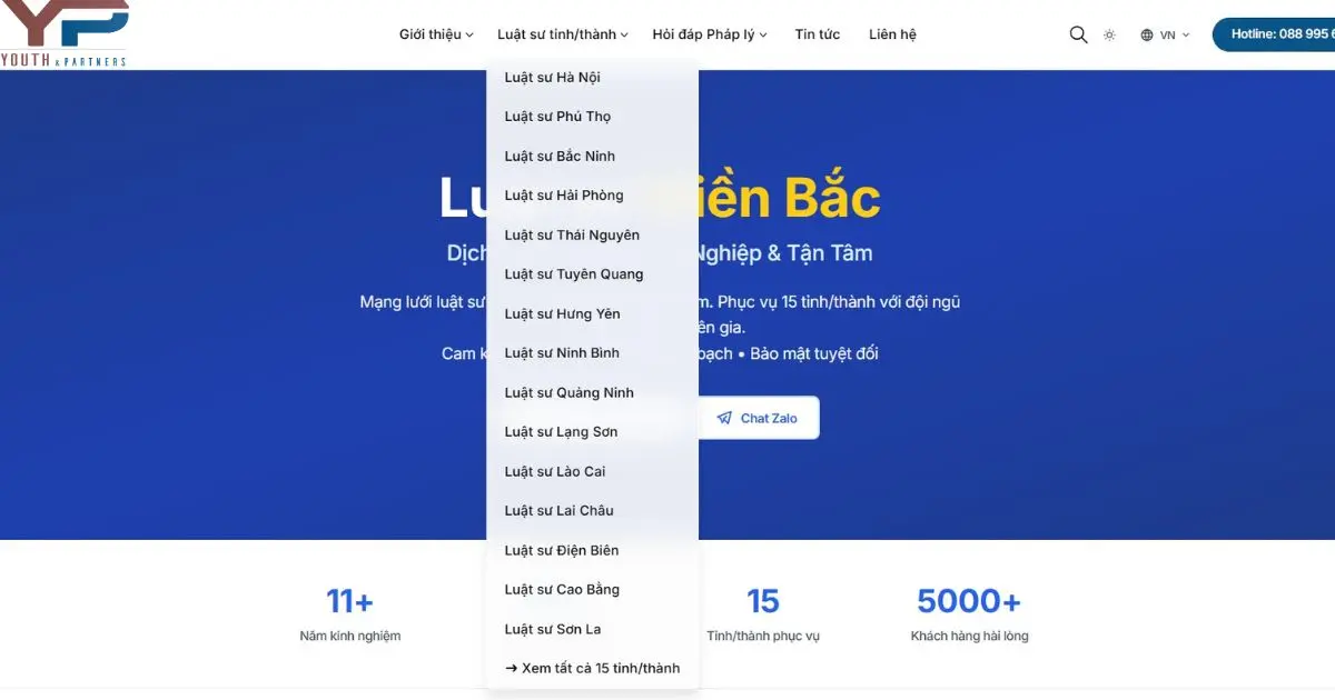 Giao diện website Luật sư miền Bắc Giao diện website Luật sư miền Bắc