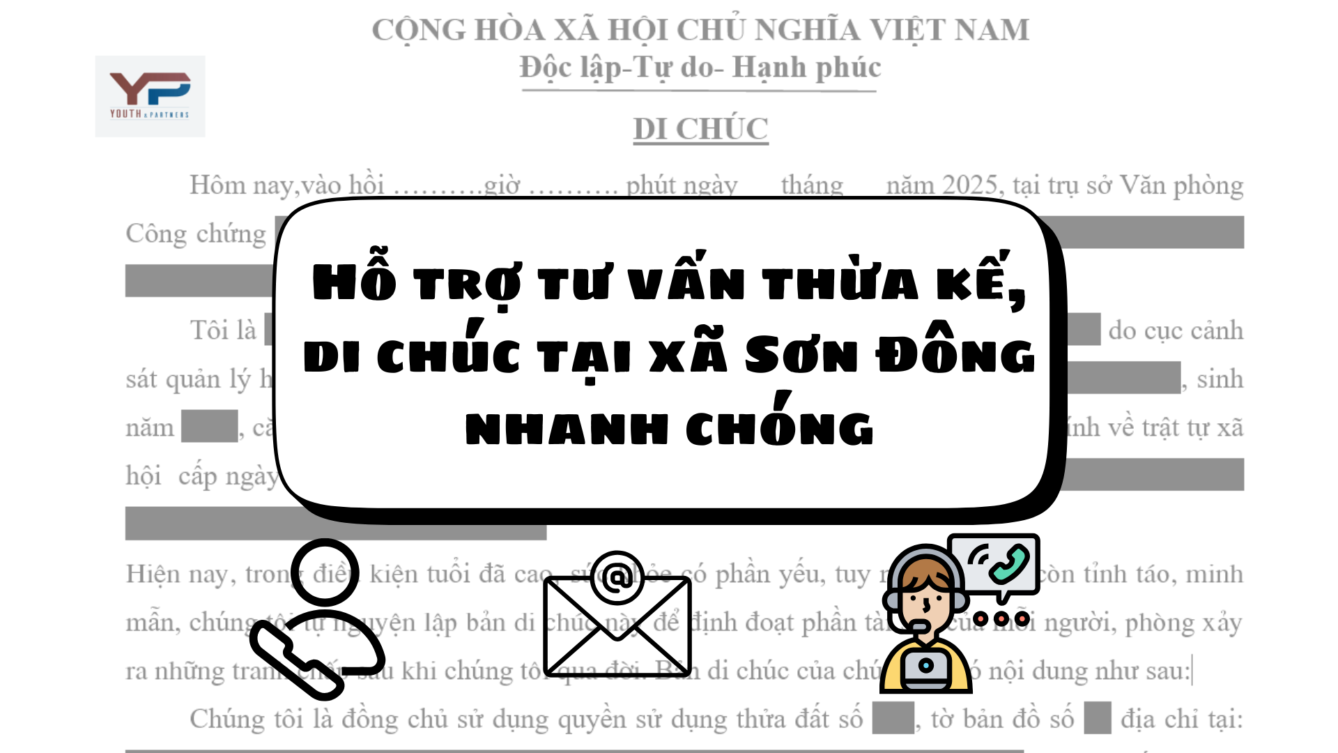 Hỗ trợ tư vấn thừa kế, di chúc tại xã Sơn Đông nhanh chóng