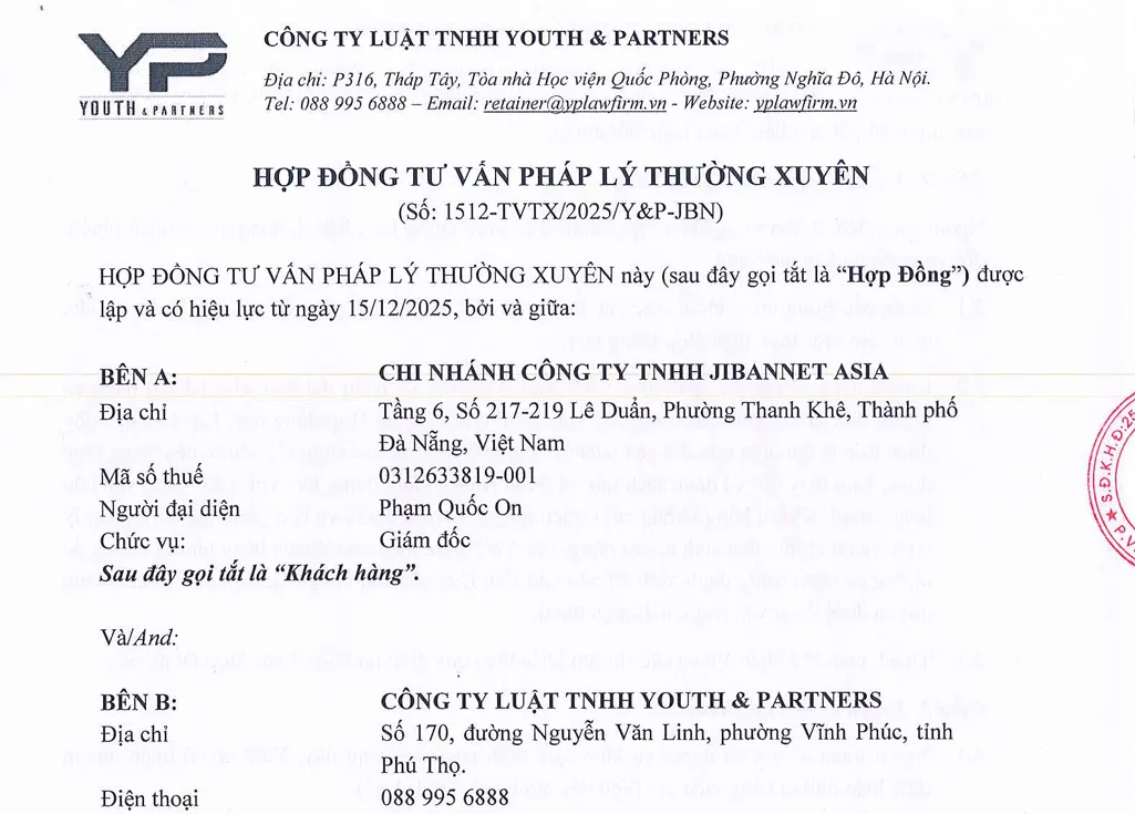 Hợp đồng tư vấn pháp luật thường xuyên YP-JBN