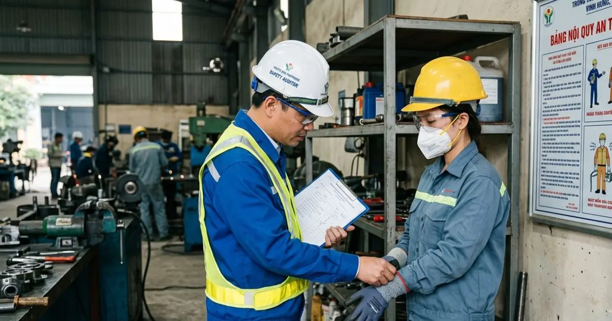 Kiểm tra an toàn lao động trong nhà máy Kiểm tra an toàn lao động trong nhà máy