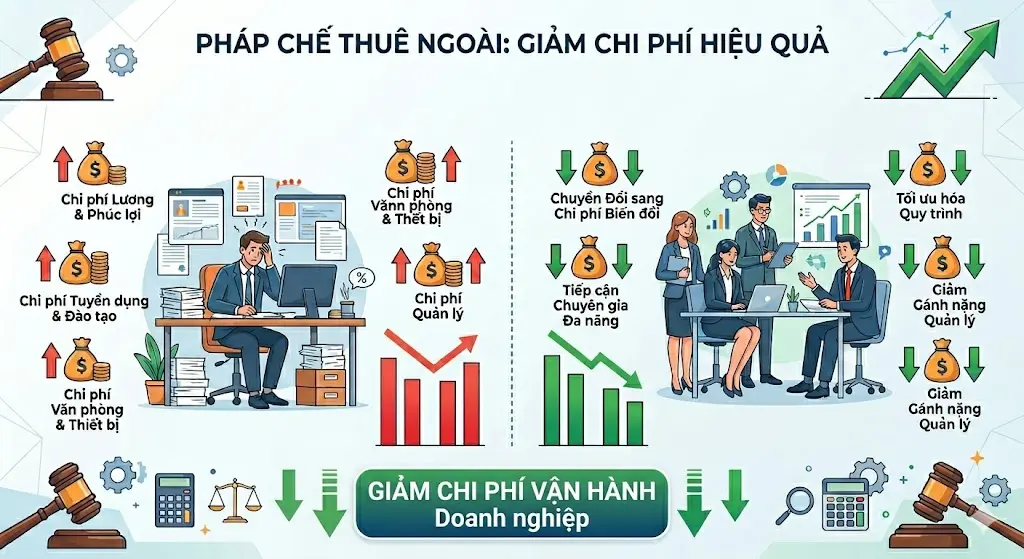 Pháp chế thuê ngoài giúp giảm chi phí hiệu quả Pháp chế thuê ngoài giúp giảm chi phí hiệu quả