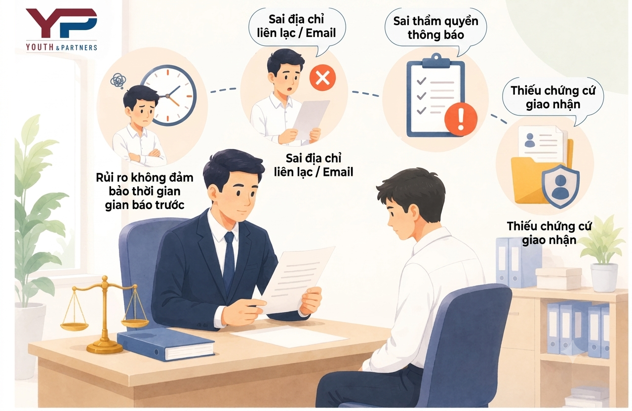 Doanh nghiệp vẫn có thể thua kiện trong vụ án tranh chấp sa thải dù người lao động có vi phạm rõ ràng. 05 điểm cần lưu ý trong thủ tục gửi thông báo mời họp.