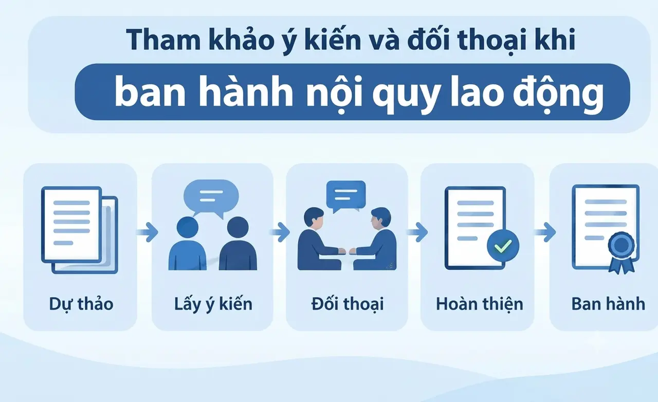 Tham khảo ý kiến và đối thoại khi có ban hành nội quy lao động Tham khảo ý kiến và đối thoại khi có ban hành nội quy lao động