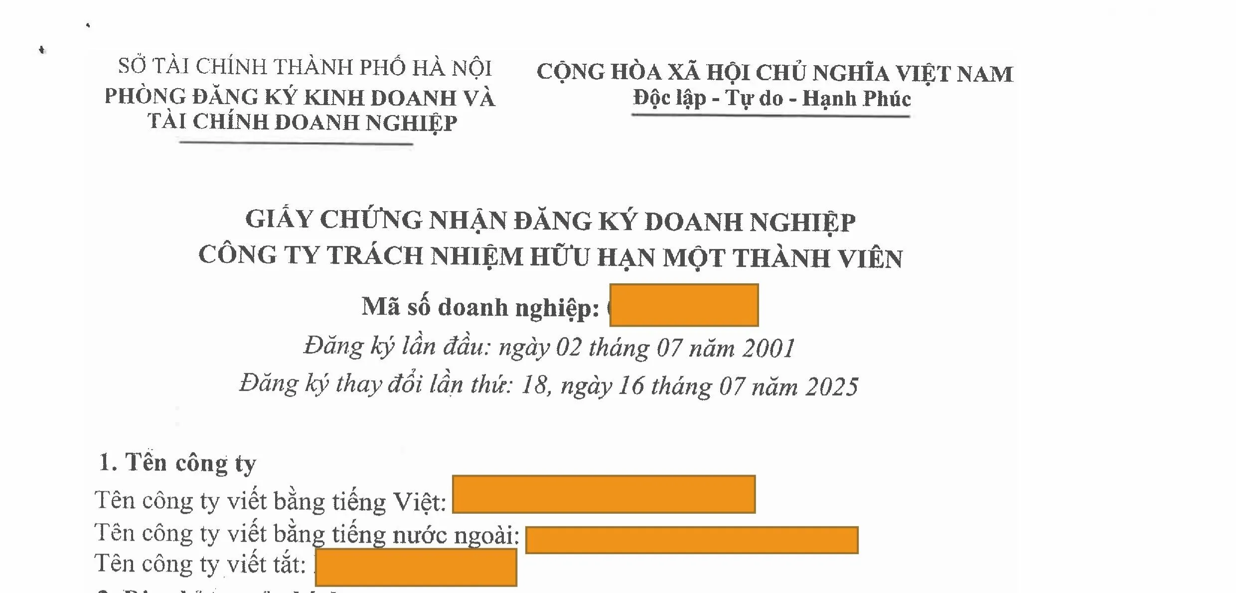 dịch vụ cập nhật địa chỉ công ty tại hà nội theo địa chỉ mới