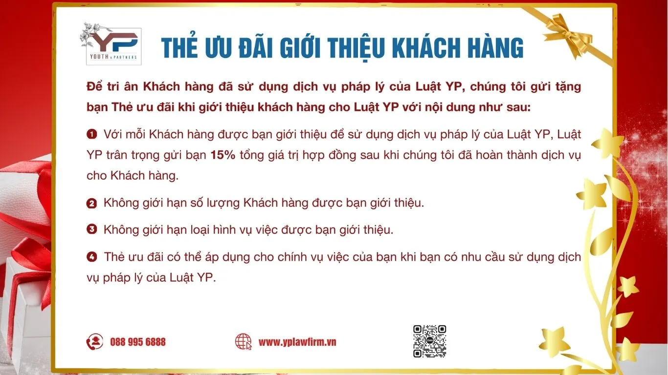 Thẻ ưu đãi dành cho khách hàng sau khi sử dụng dịch vụ của Văn phòng luật sư Tuyên Quang