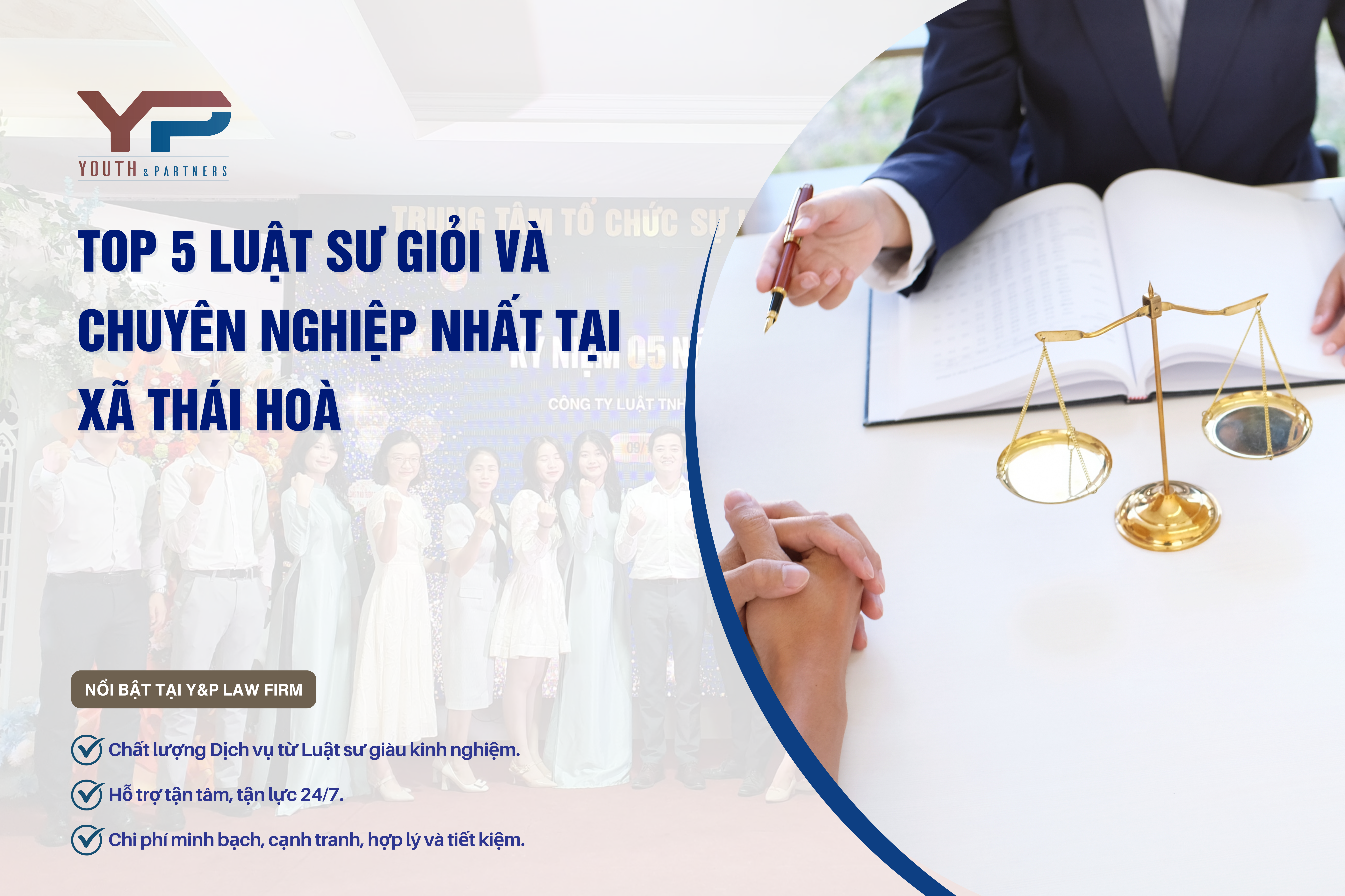 Top 5 luật sư giỏi nhất xã Thái Hoà, Phú Thọ từ Youth & Partners: Chuyên Doanh nghiệp, Hình sự, Đất đai, Đầu tư, Tố tụng-Ly hôn. Bảo vệ quyền lợi hiệu quả!