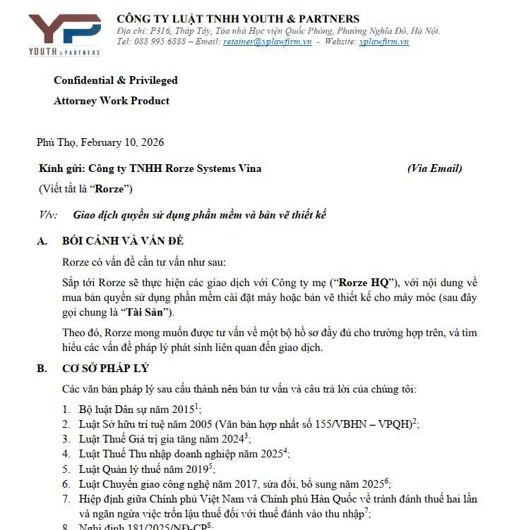 tư vấn pháp lý thường xuyên cho rorze systems vina