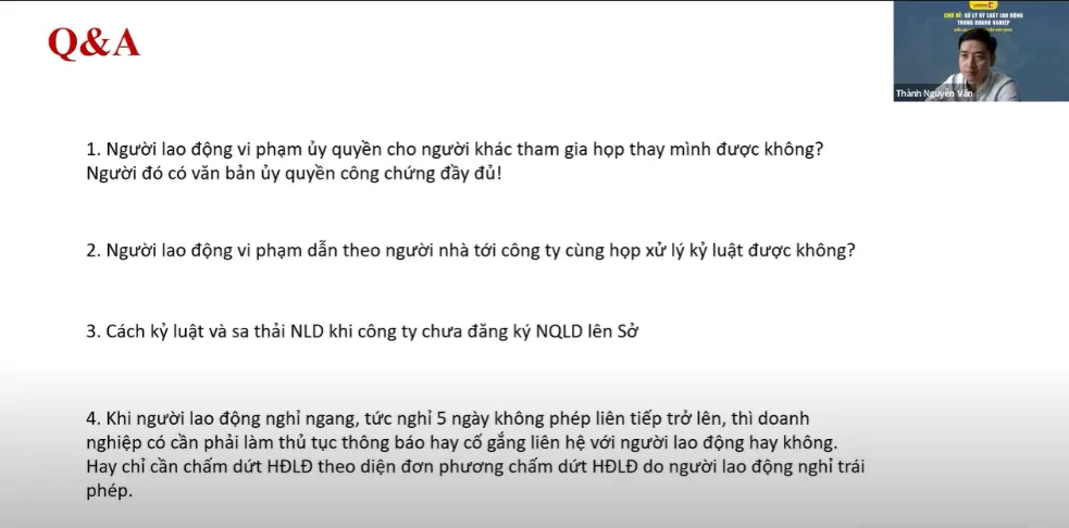 Xử lý kỷ luật lao động trong doanh nghiệp